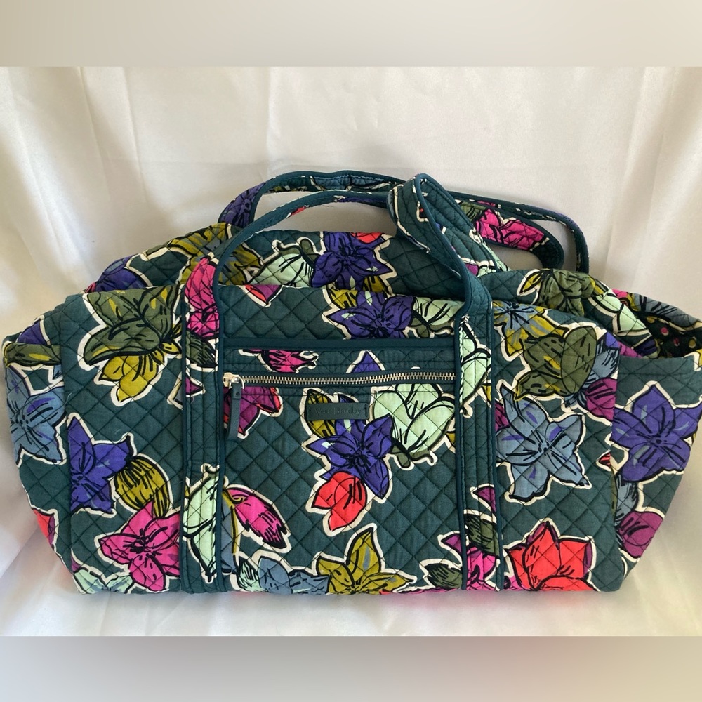 Vera Bradley Iconic Small Duffel/ Falling Flowers. 9”H X 16”W X 8”D. Like New.